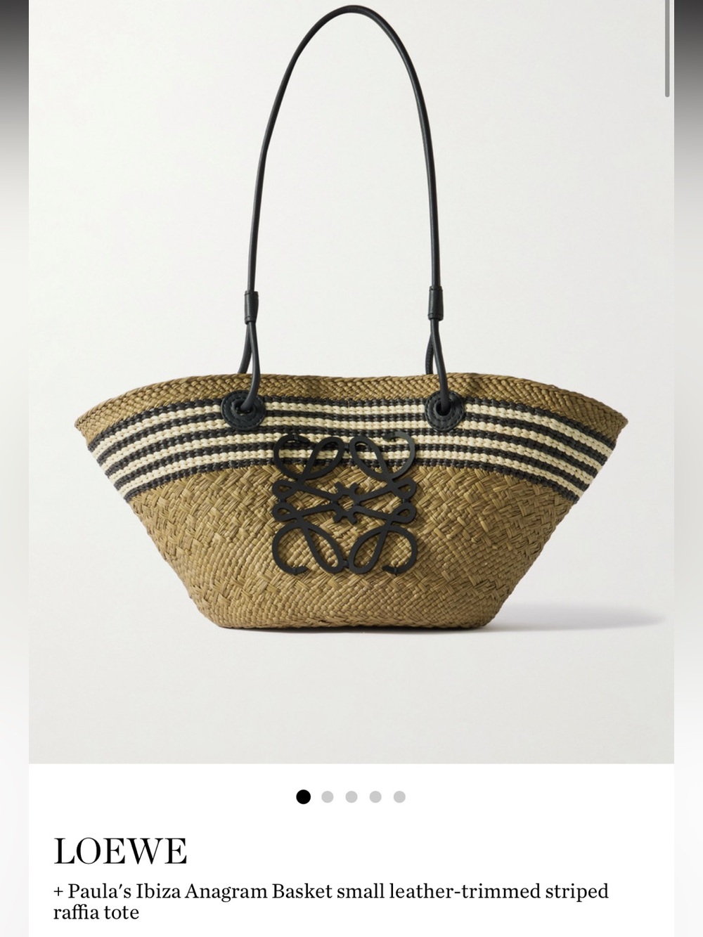 Loewe + Paula’s Ibiza Anagram Basket small raffia tote